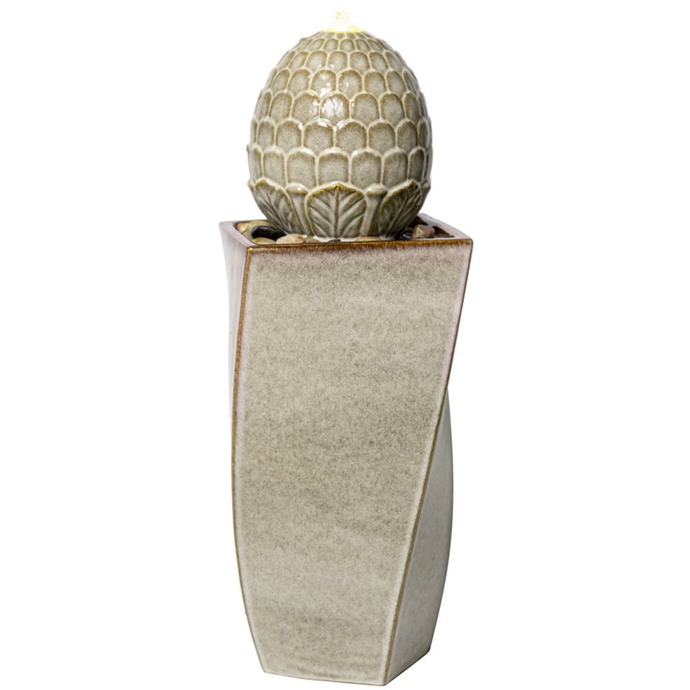 H86cm Grey Olvera Pineapple Ceramic Water Feature with Lights by Ambienté