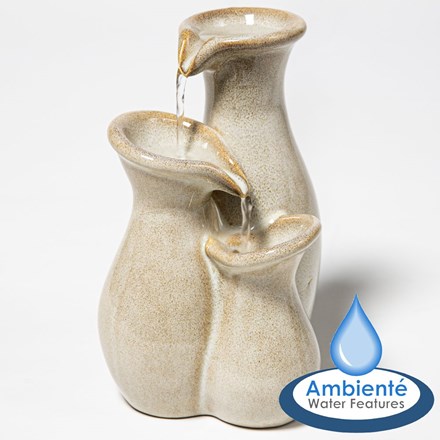 H21.5cm Baeza Cascading Jar Ceramic Tabletop Water Feature | Indoor/Outdoor Use | Ambienté