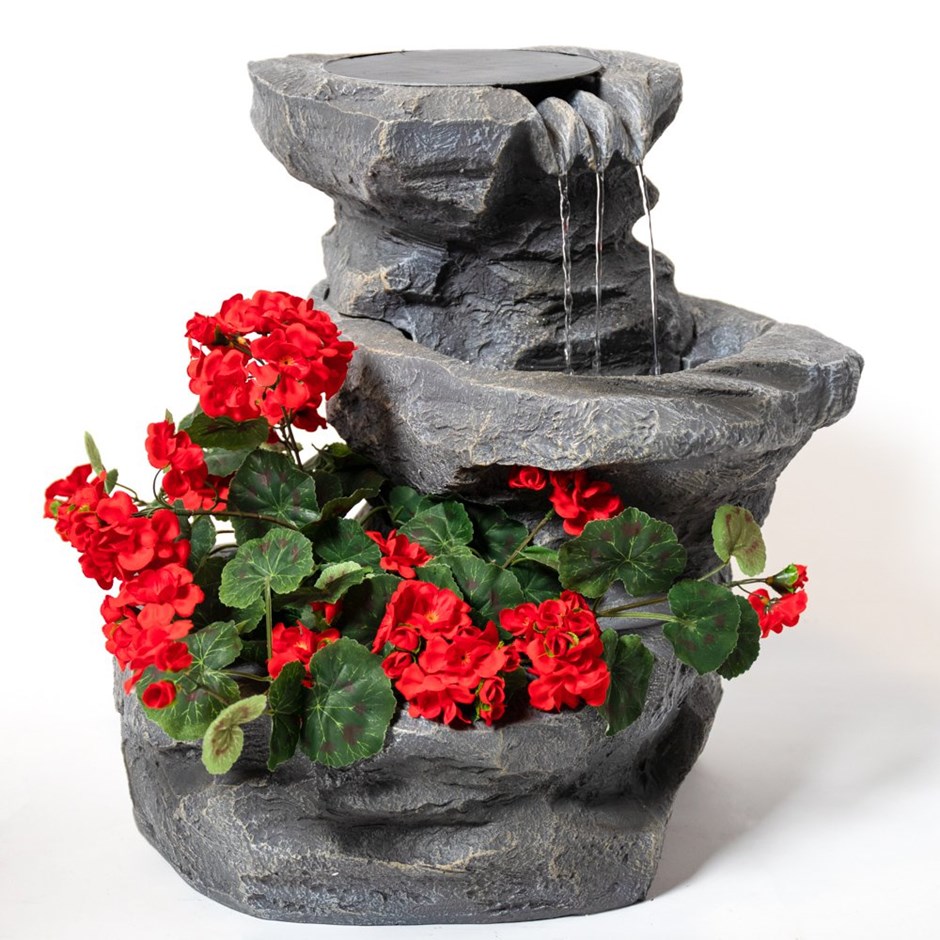 H48cm Dornie Solar Powered Pouring Water Feature with Planter - By Solaray