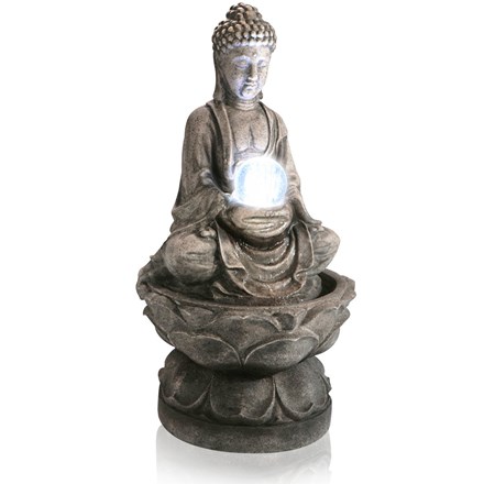 H66cm Buddha & Crystal Ball Water Feature w/ LED Lights | Indoor/Outdoor Use | Ambienté