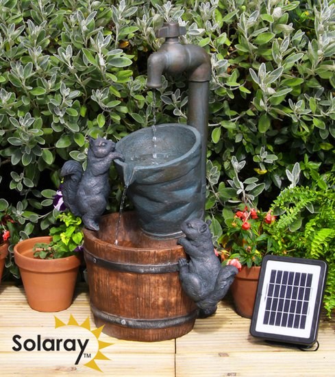Squirrels Bucket & Tap Solar Cascade Water Feature