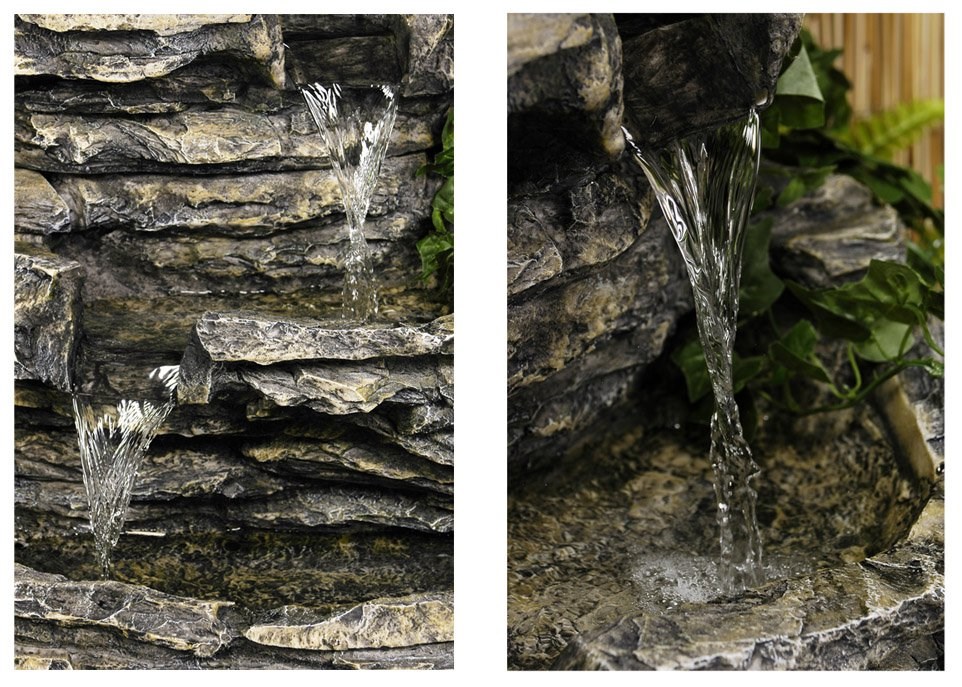 8-Tier Rock Cascade Water Feature w/ Lights | Indoor/Outdoor Use | Ambienté