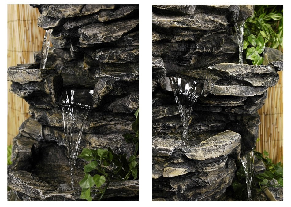 8-Tier Rock Cascade Water Feature w/ Lights | Indoor/Outdoor Use | Ambienté