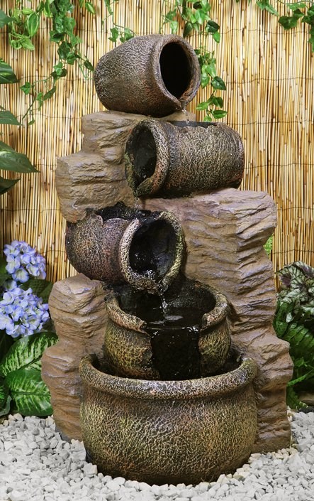 H77cm Cherika Cascading Oil Jars Water Feature | Indoor/Outdoor Use by Ambienté