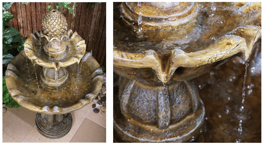 H100cm Zuvan 2-Tier Water Fountain by Ambienté