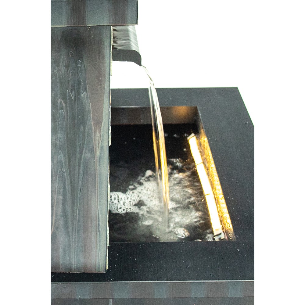 Sorrento Zinc Metal Brick Effect Blade Cascade Water Feature With LED Lights