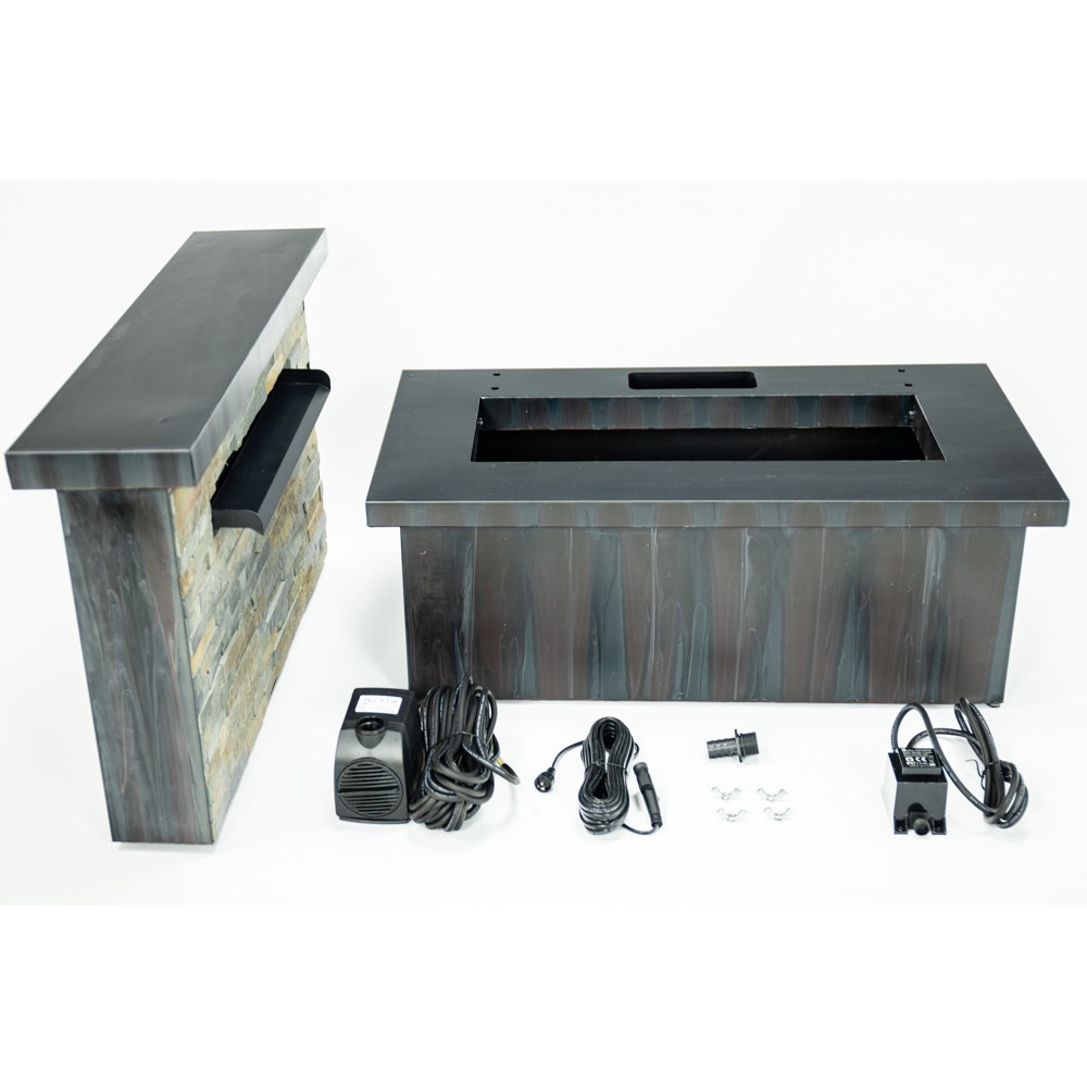 Sorrento Zinc Metal Brick Effect Blade Cascade Water Feature With LED Lights