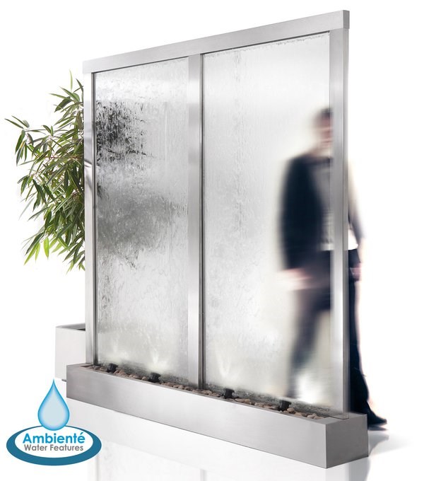 Colossus Stainless Steel Glass Cascade Water Wall With Lights