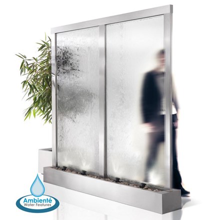 H203cm Colossus Stainless Steel & Glass Water Wall Cascade | Indoor & Outdoor use | Ambienté