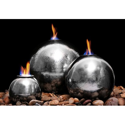 H27cm Magma Triple Sphere Stainless Steel Fire & Water Feature | Indoor/Outdoor Use | Ambienté