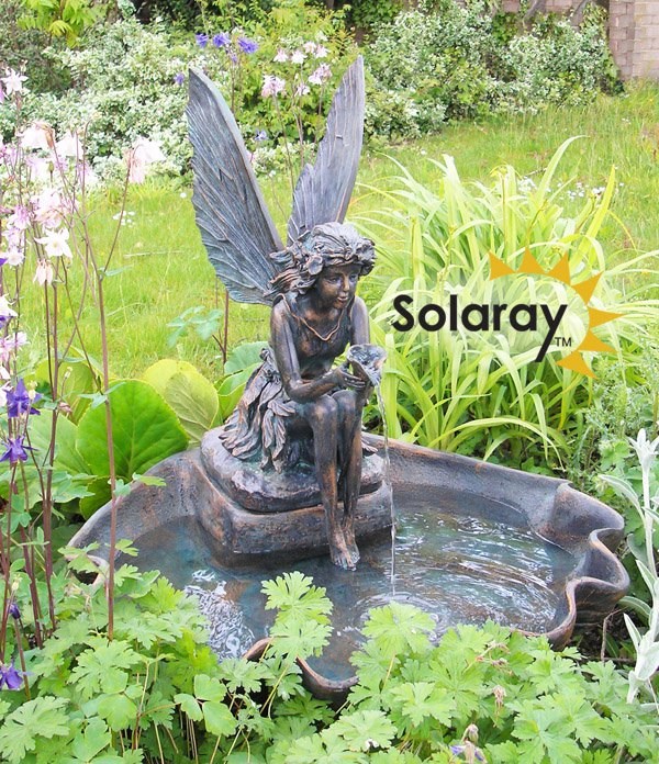 Fairy On A Clam Solar Bird Bath Water Feature
