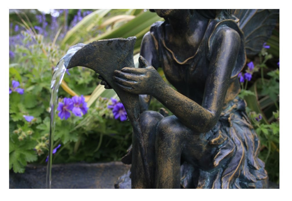 H78cm Fairy on a Clam Shell Solar Water Feature by Solaray