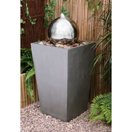 H82cm Sphere Column Water Feature with Lights | Indoor/Outdoor Use by Ambienté