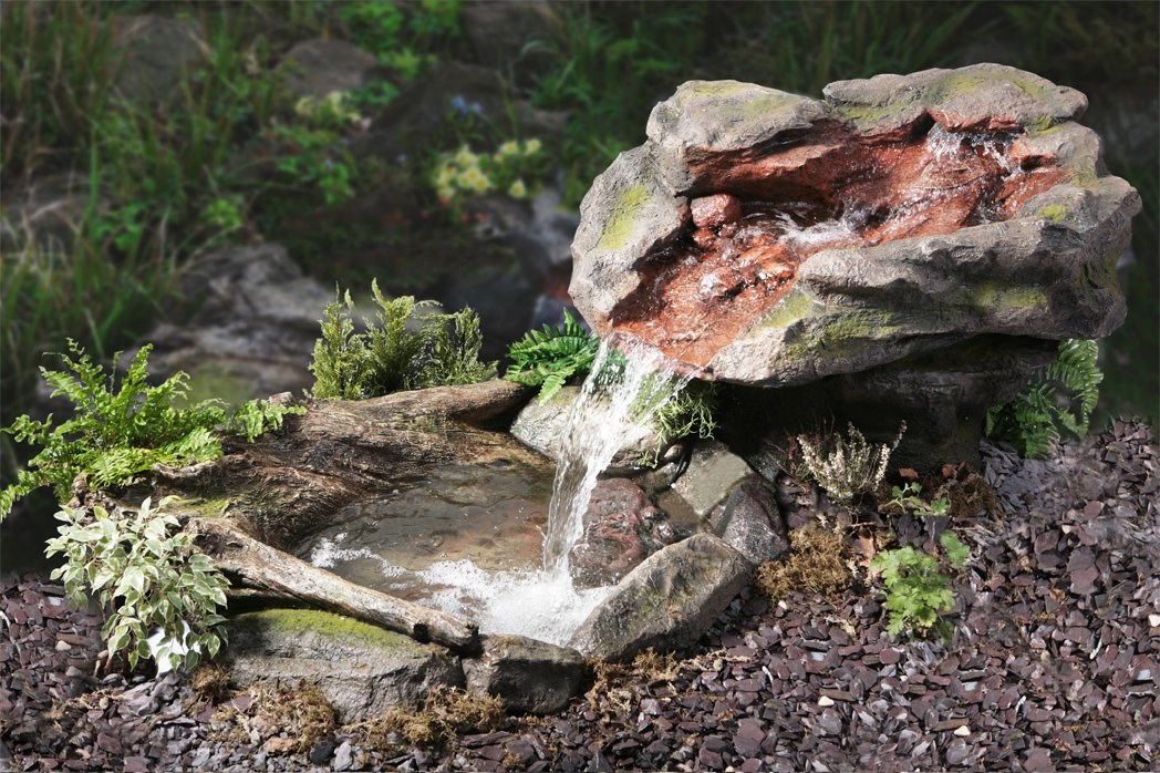 Utsuri Falls Stone River Effect Tiered Water Feature With LED Lights