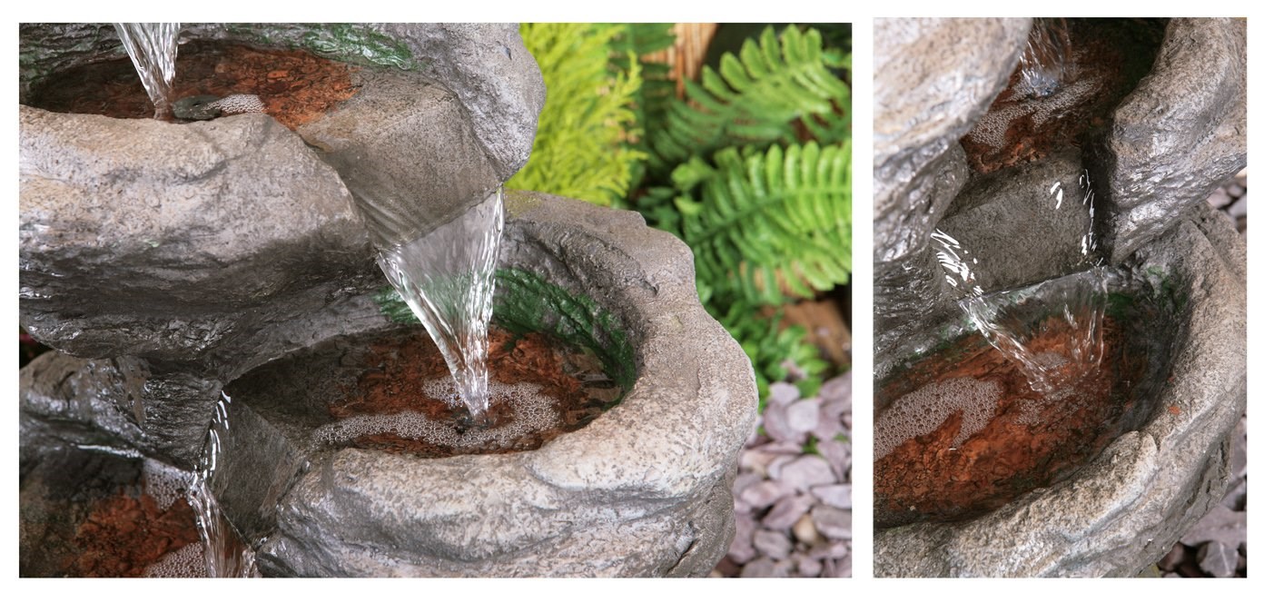 H56cm Sanke Steps 5-Tier Cascading Water Feature with Lights by Ambienté