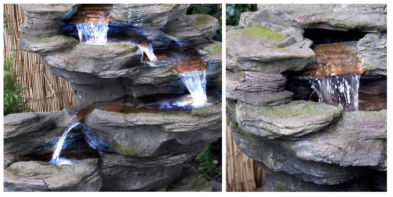 Ogen River Leap 4-Tier Cascading Water Feature w/ Lights | Ambienté