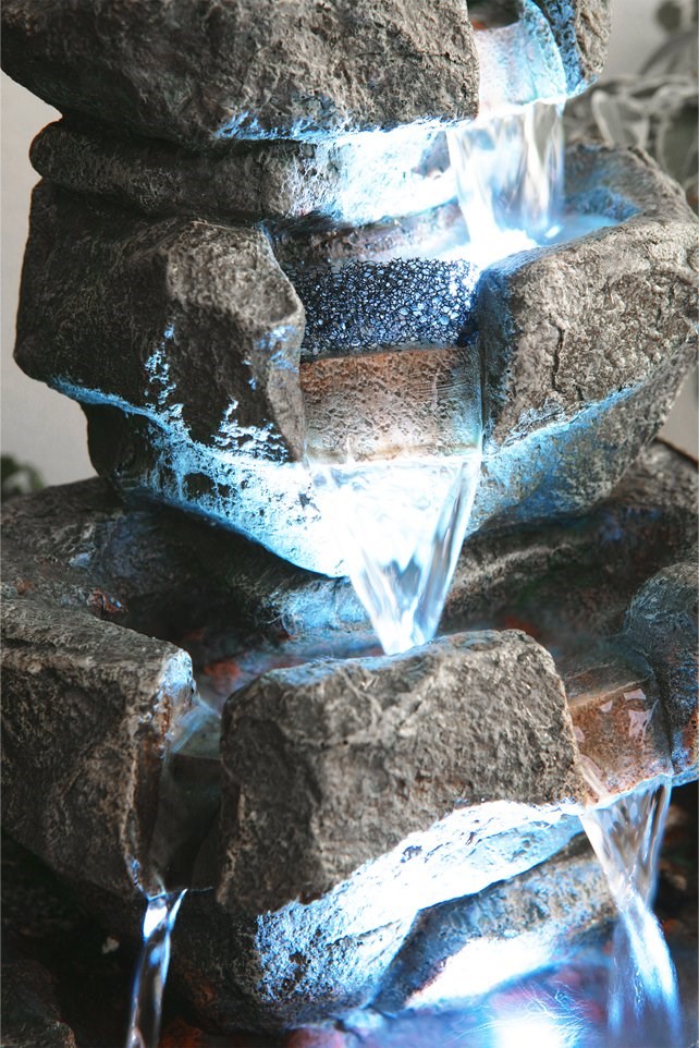 H36cm Shubunkin Spills 4-Tier Cascading Water Feature with Lights by Ambienté