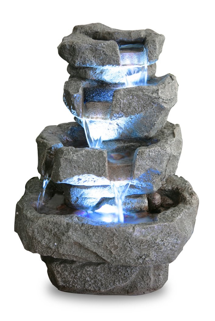 H36cm Shubunkin Spills 4-Tier Cascading Water Feature with Lights by Ambienté