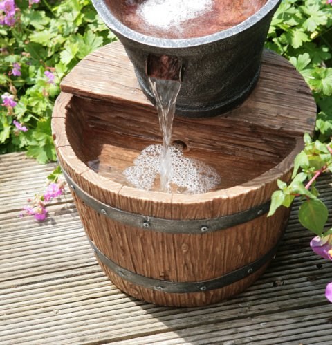 Buy H62cm Iron Tap, Bucket & Barrel Cascading Water Feature by Ambienté ...