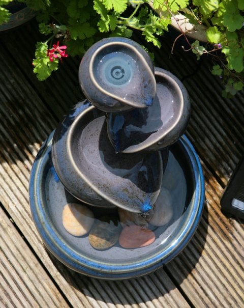 H25cm Cosmos Three-Tier Oil Jar Ceramic Water Feature by Solaray