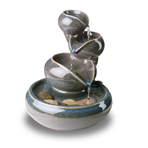 H25cm Cosmos Three-Tier Oil Jar Ceramic Water Feature by Solaray