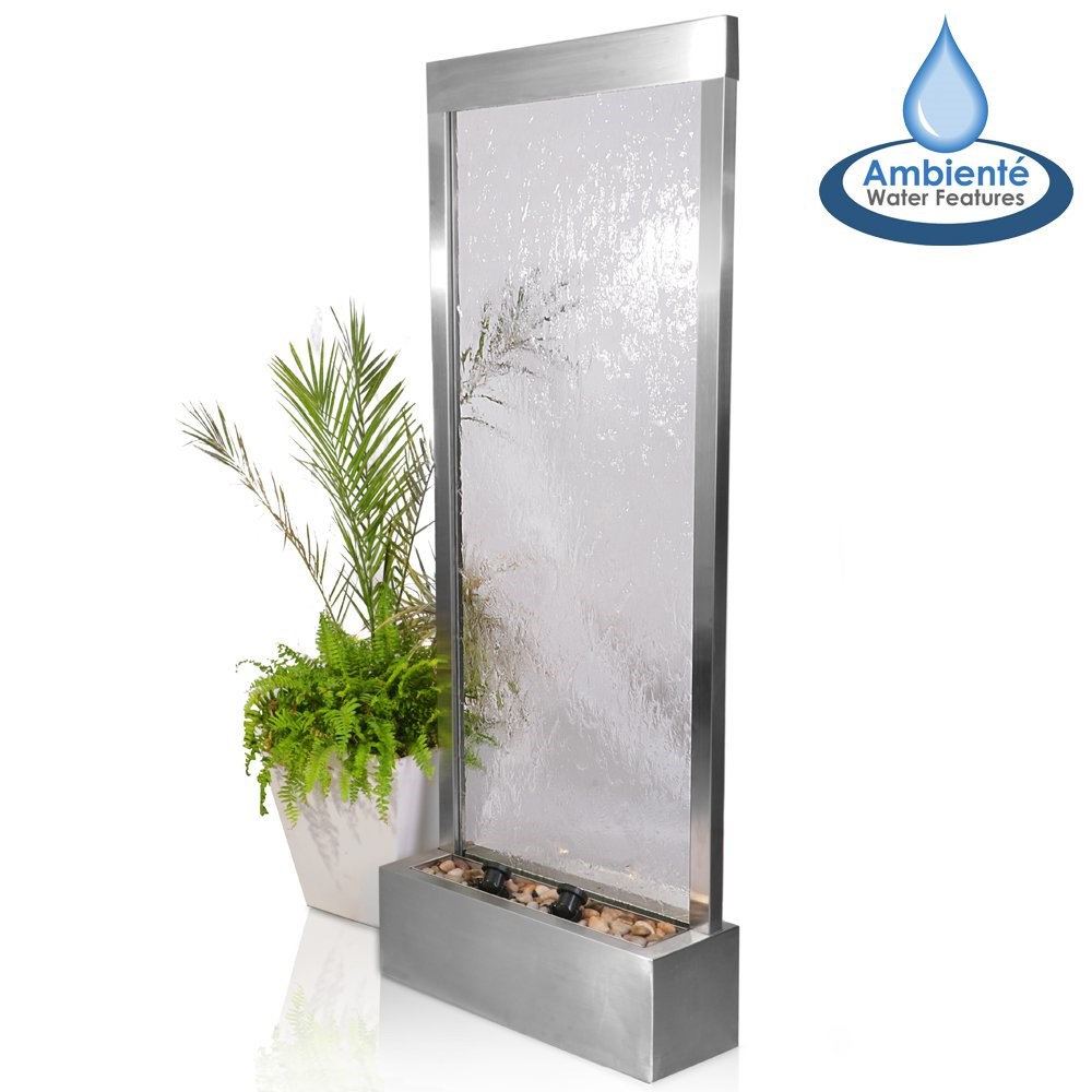 Silver Falls Stainless Steel Water Wall w/ Lights | Ambienté