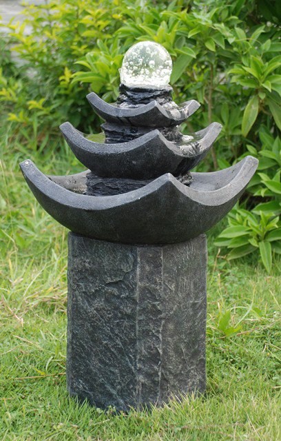 Crystal Ball Tiered Water Feature With LED Lights