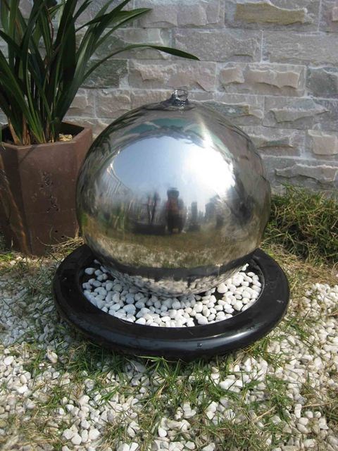 Alger Stainless Steel Sphere Water Feature with LED Lights