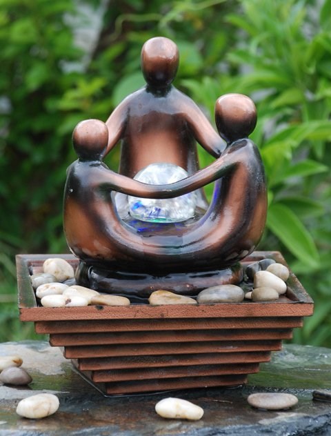 Family Crystal Sphere Tabletop Water Feature With LED Lights