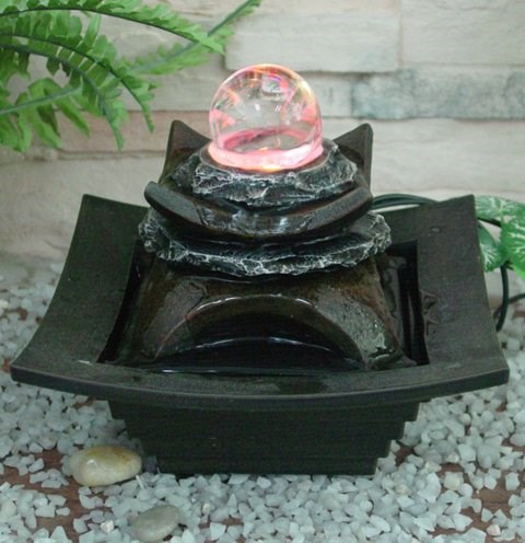 Small Crystal Sphere Water Feature with LED Lights