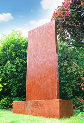 Corten Steel Vertical Wall Water Feature With Colour Changing LED Lights