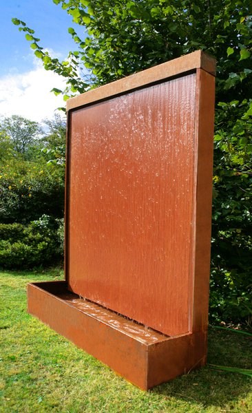 H175cm Vertical Corten Steel Water Wall with Colour Changing LEDs by Ambienté