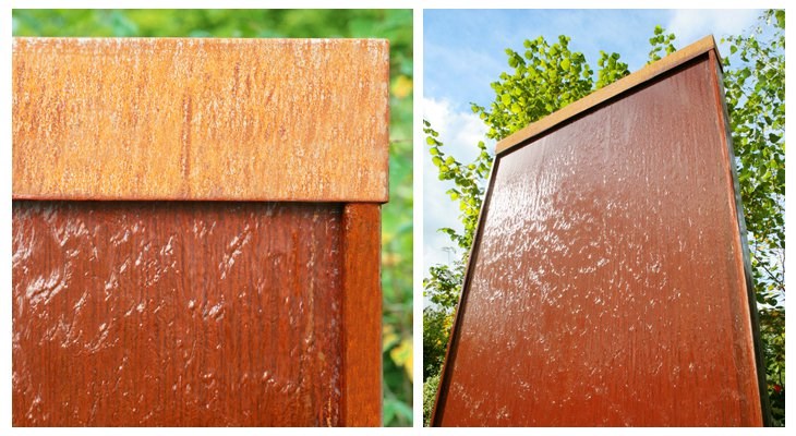H175cm Vertical Corten Steel Water Wall with Colour Changing LEDs by Ambienté