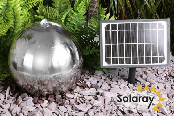 Stainless Steel Solar Sphere Water Feature With LED Lights
