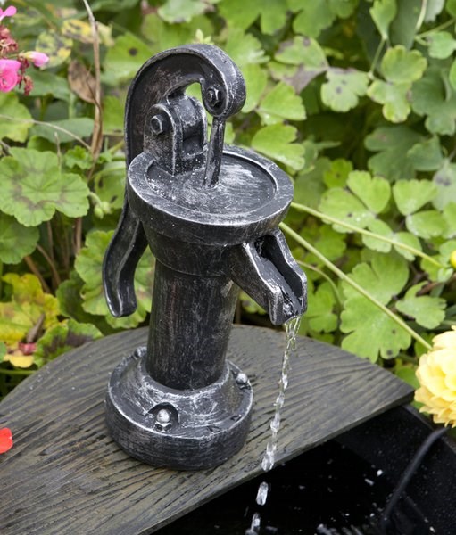 H54cm Tap and Half Barrel Solar Water Feature by Solaray
