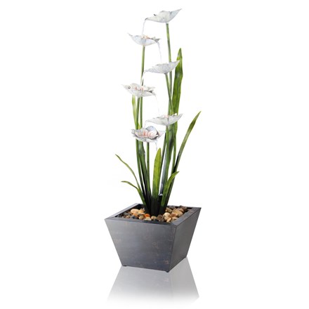 H100cm Narcissi Garden Flower Steel Water Feature w/ Lights | Indoor/Outdoor Use