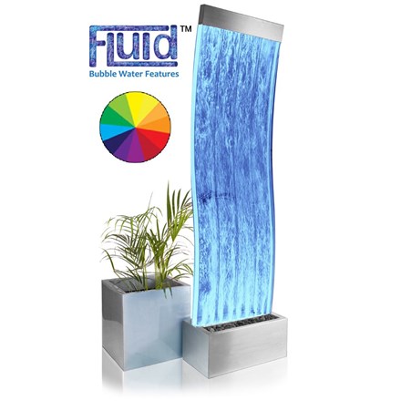 H183cm Cosmo Curved Bubble Water Wall w/ Colour Changing LEDs | Indoor Use - | Fluid