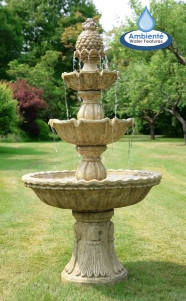 Antique Regal Stone Effect 3-Tier Pineapple Water Feature