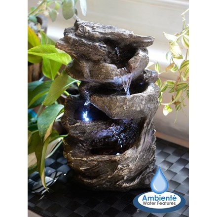 H28cm Hayal 3-Tier Cascading Tabletop Water Feature w/ Lights | Indoor Use | Ambienté
