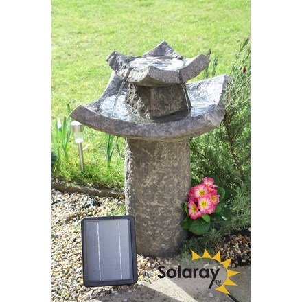 H62cm Pavillion Solar Bird Bath Water Feature by Solaray