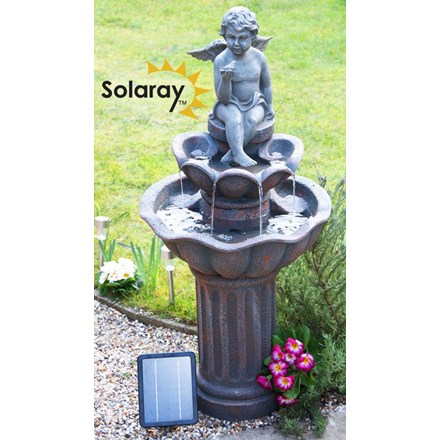 H107cm Minel Solar Bird Bath Water Feature by Solaray