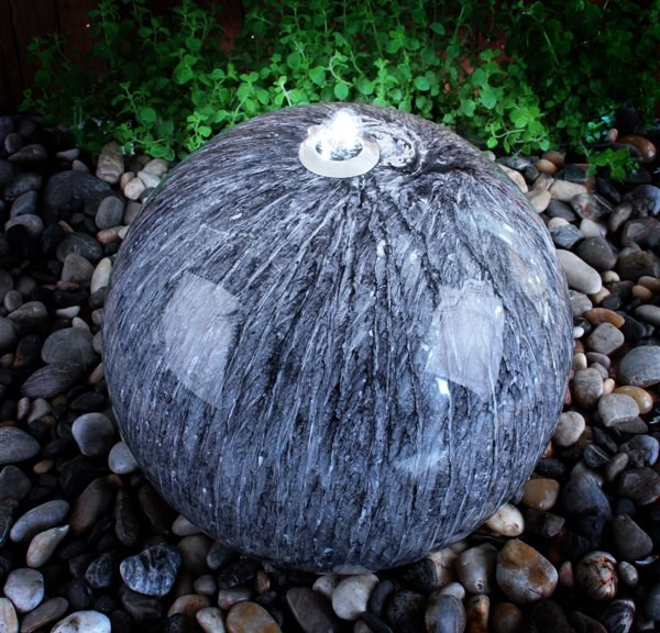 Echo Falls Marble Effect Stainless Steel Sphere Water Feature