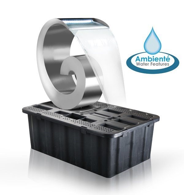 Atlantis Brushed Steel Cascade Water Feature With LED Lights & Plastic Reservoir
