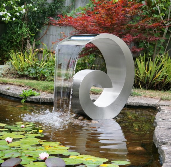H65cm Atlantis Stainless Steel Water Feature with Lights by Ambienté