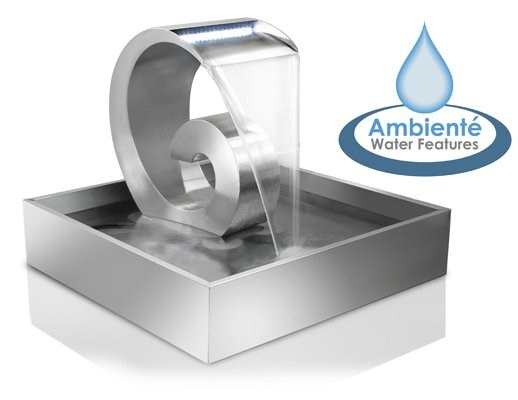Atlantis Brushed Steel Cascade Water Feature With LED Lights & Reservoir