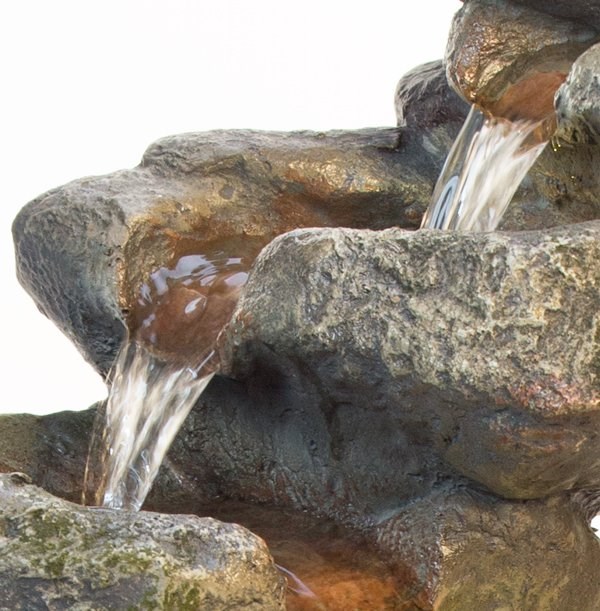 H55cm Dakota Falls Rock Effect Cascading Water Feature with Lights by Ambienté