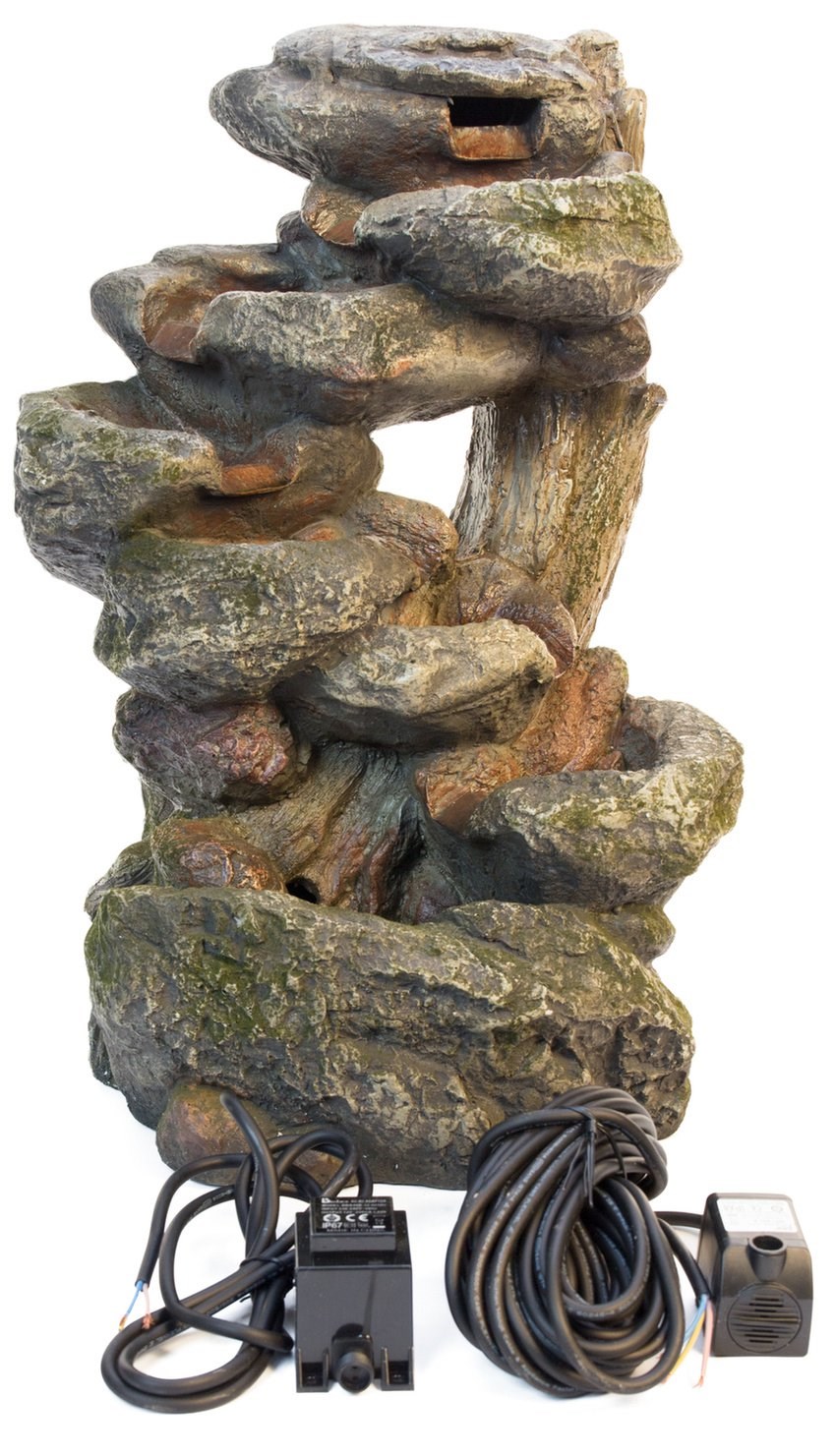 H55cm Dakota Falls Rock Effect Cascading Water Feature with Lights by Ambienté