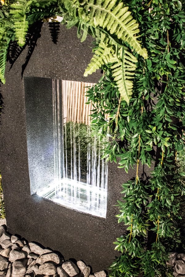 H77cm Milano Rain Water Feature Planter with Lights by Ambienté