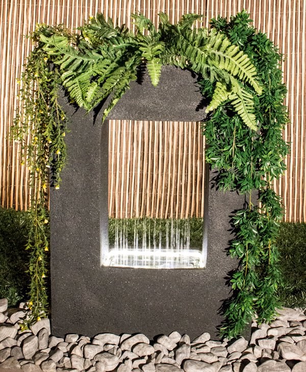 H77cm Milano Rain Water Feature Planter with Lights by Ambienté