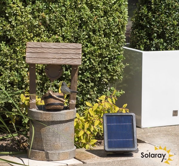 Rustic Solar Wishing Well Water Feature